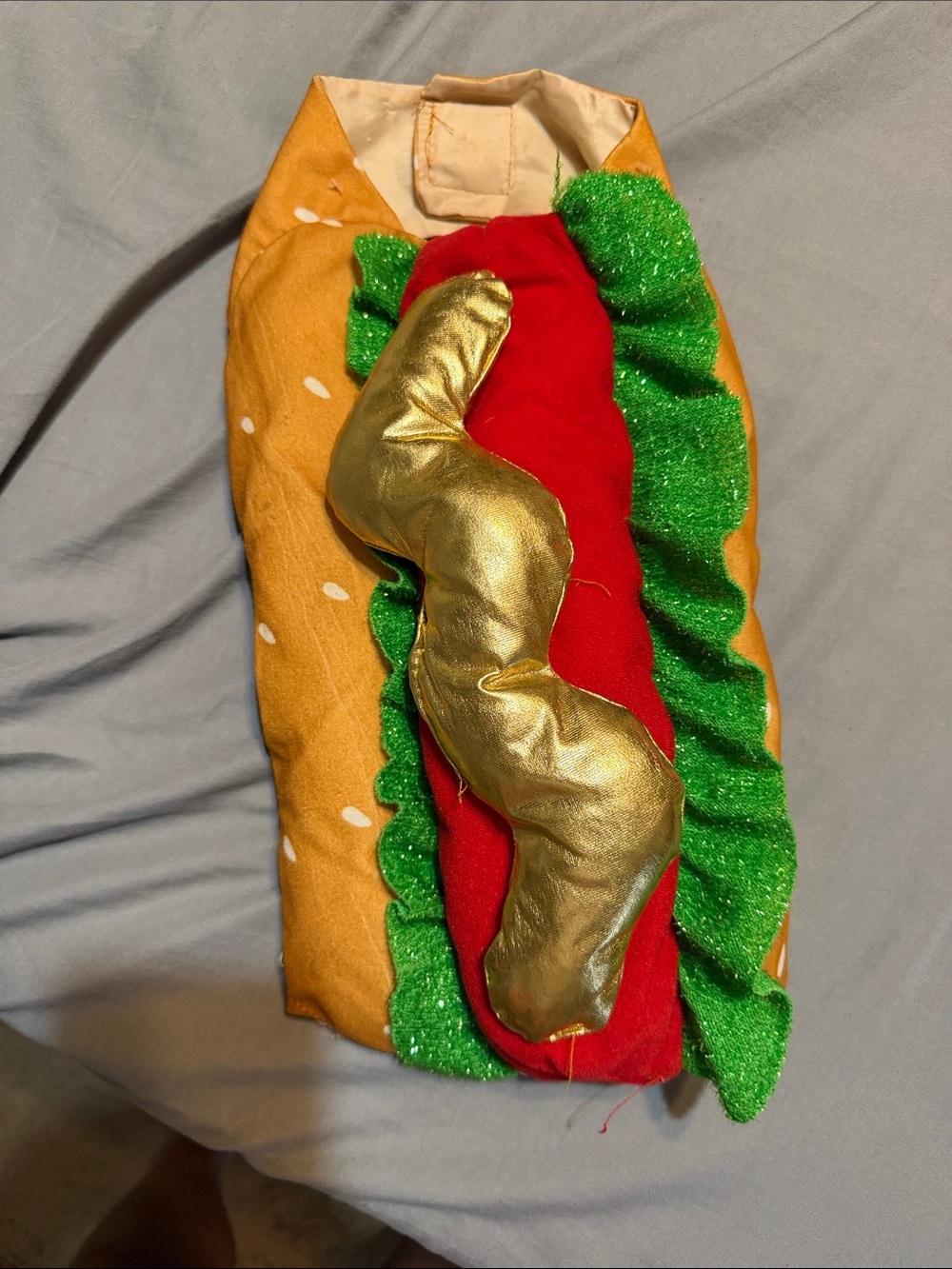 Kids Hot Dog Costume - Red, Gold & Green
